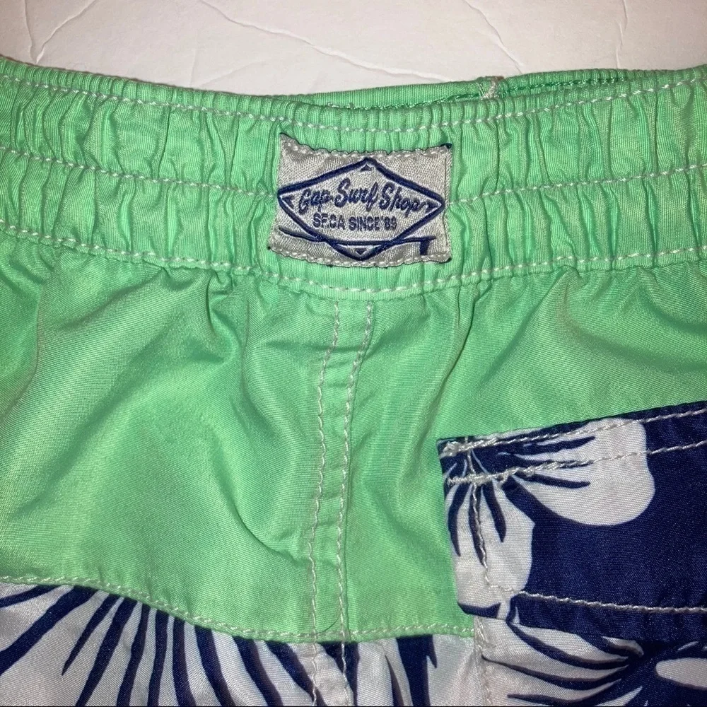 Gap Swim Trunk Tropical neon green white navy 5